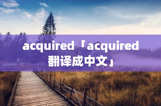 acquired「acquired翻译成中文」 acquired「acquired翻译成中文」
