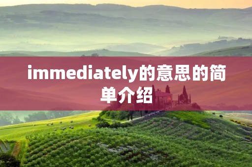 immediately的意思的简单介绍 immediately的意思的简单介绍