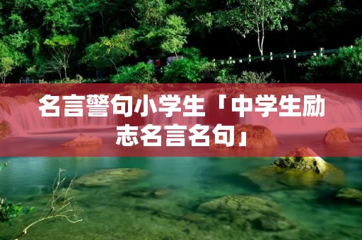 名言警句小学生「中学生励志名言名句」