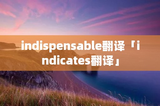 indispensable翻译「indicates翻译」
