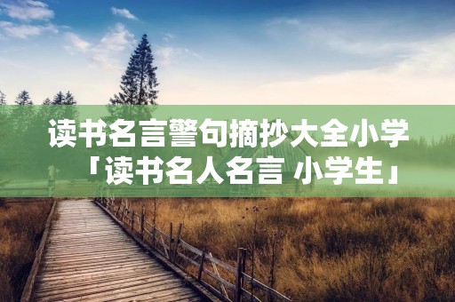 读书名言警句摘抄大全小学「读书名人名言 小学生」