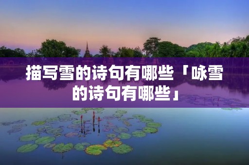 描写雪的诗句有哪些「咏雪的诗句有哪些」