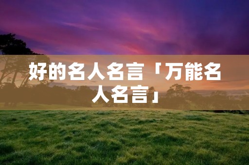 好的名人名言「万能名人名言」