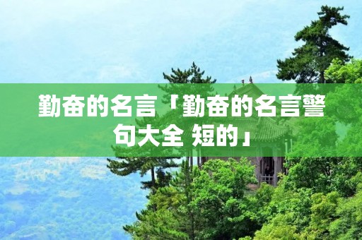 勤奋的名言「勤奋的名言警句大全 短的」