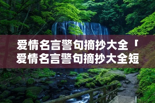 爱情名言警句摘抄大全「爱情名言警句摘抄大全短句」