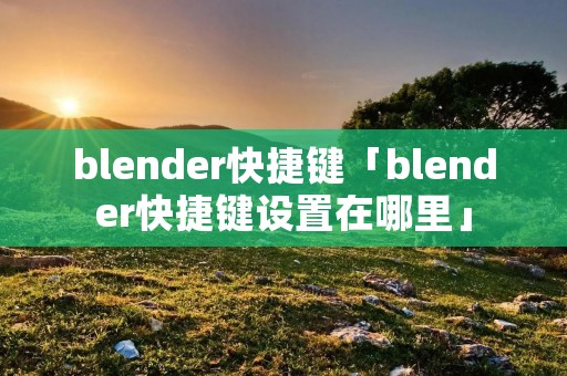 blender快捷键「blender快捷键设置在哪里」
