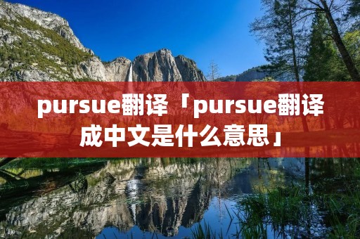 pursue翻译「pursue翻译成中文是什么意思」