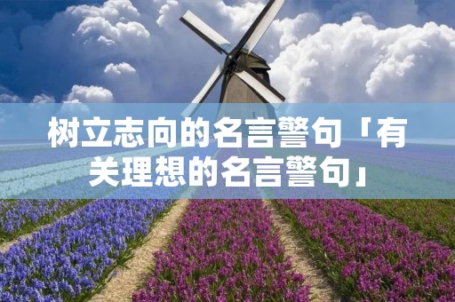 树立志向的名言警句「有关理想的名言警句」