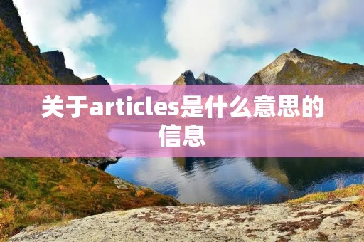 关于articles是什么意思的信息