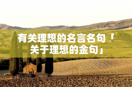 有关理想的名言名句「关于理想的金句」