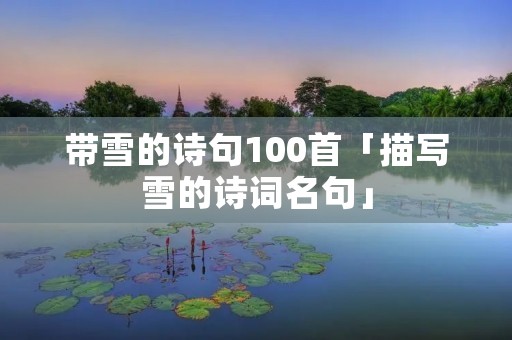 带雪的诗句100首「描写雪的诗词名句」