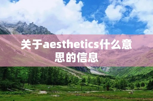 关于aesthetics什么意思的信息