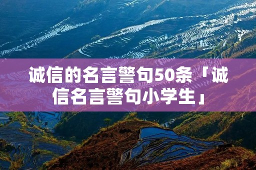 诚信的名言警句50条「诚信名言警句小学生」