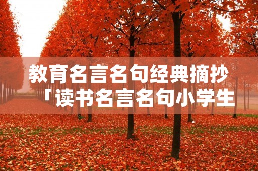 教育名言名句经典摘抄「读书名言名句小学生」