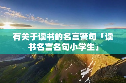 有关于读书的名言警句「读书名言名句小学生」
