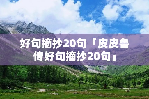 好句摘抄20句「皮皮鲁传好句摘抄20句」