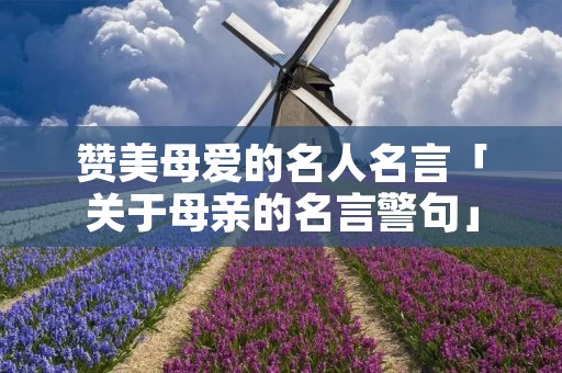 赞美母爱的名人名言「关于母亲的名言警句」
