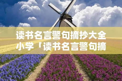 读书名言警句摘抄大全小学「读书名言警句摘抄大全小学8字」