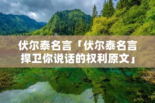 伏尔泰名言「伏尔泰名言捍卫你说话的权利原文」