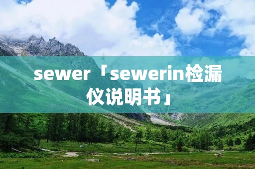 sewer「sewerin检漏仪说明书」
