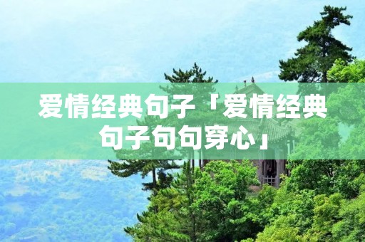 爱情经典句子「爱情经典句子句句穿心」