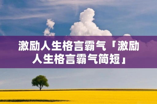 激励人生格言霸气「激励人生格言霸气简短」