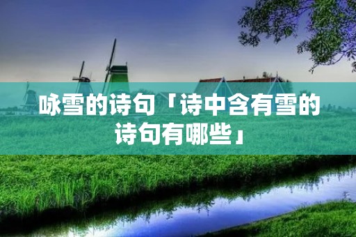 咏雪的诗句「诗中含有雪的诗句有哪些」