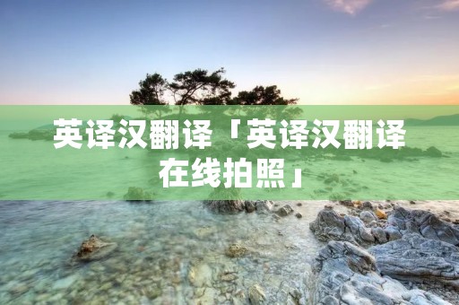 英译汉翻译「英译汉翻译在线拍照」