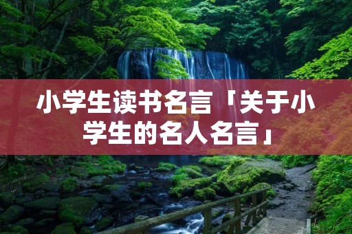 小学生读书名言「关于小学生的名人名言」