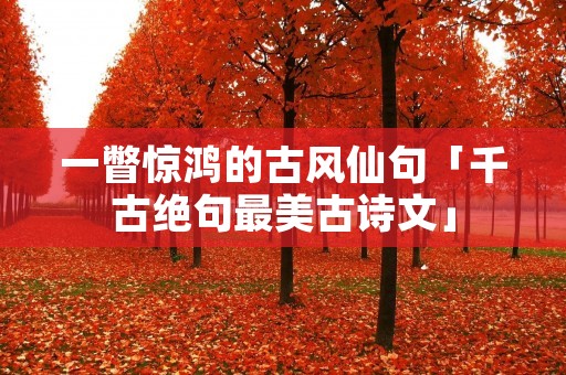 一瞥惊鸿的古风仙句「千古绝句最美古诗文」