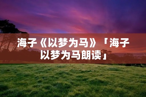 海子《以梦为马》「海子以梦为马朗读」