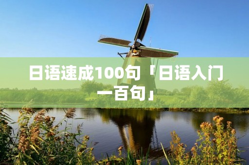 日语速成100句「日语入门一百句」