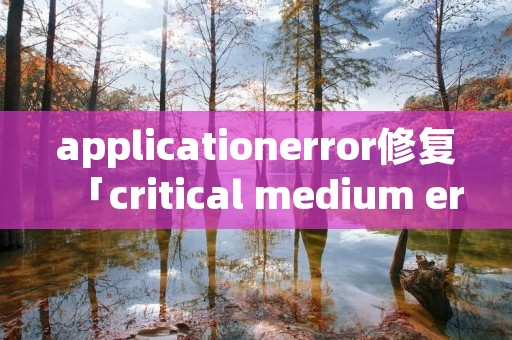 applicationerror修复「critical medium error 修复」