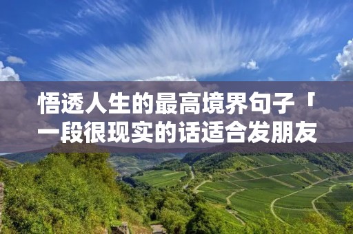 悟透人生的最高境界句子「一段很现实的话适合发朋友圈」
