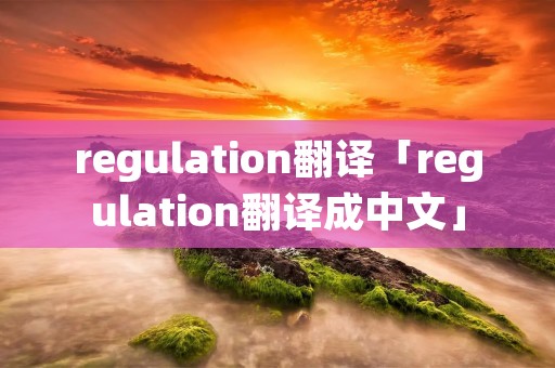 regulation翻译「regulation翻译成中文」