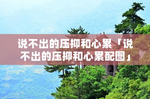 说不出的压抑和心累「说不出的压抑和心累配图」