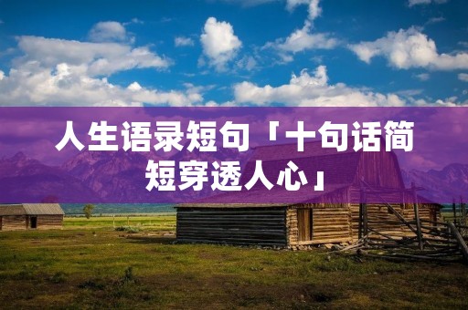 人生语录短句「十句话简短穿透人心」