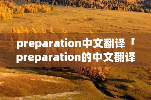 preparation中文翻译「preparation的中文翻译」