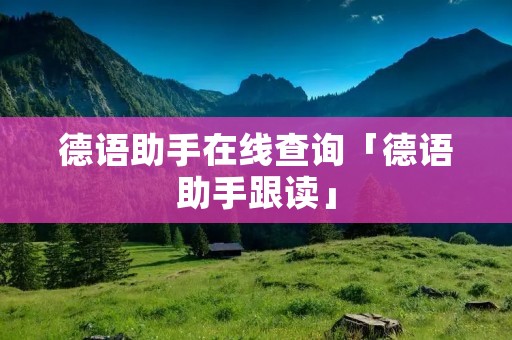 德语助手在线查询「德语助手跟读」