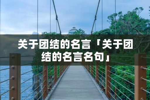关于团结的名言「关于团结的名言名句」