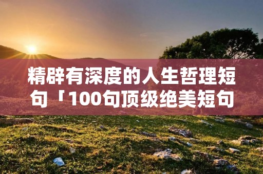精辟有深度的人生哲理短句「100句顶级绝美短句」