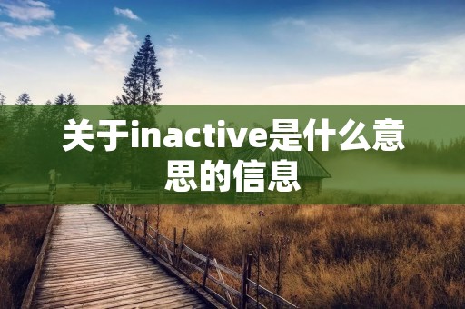 关于inactive是什么意思的信息