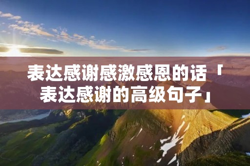 表达感谢感激感恩的话「表达感谢的高级句子」