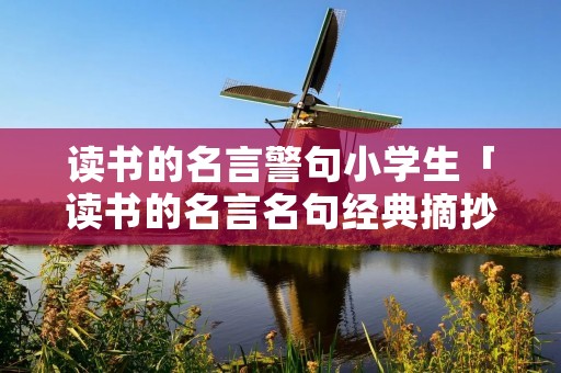 读书的名言警句小学生「读书的名言名句经典摘抄」