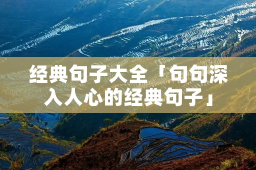 经典句子大全「句句深入人心的经典句子」