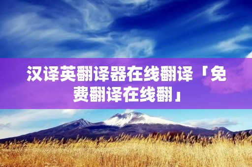 汉译英翻译器在线翻译「免费翻译在线翻」