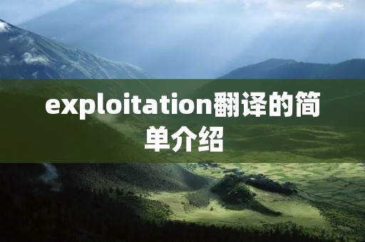 exploitation翻译的简单介绍