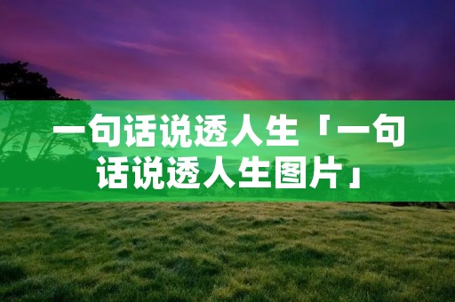 一句话说透人生「一句话说透人生图片」