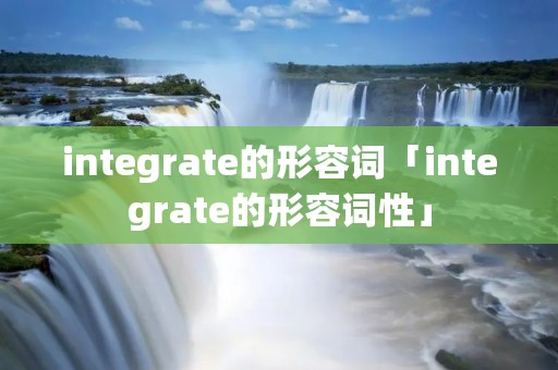integrate的形容词「integrate的形容词性」