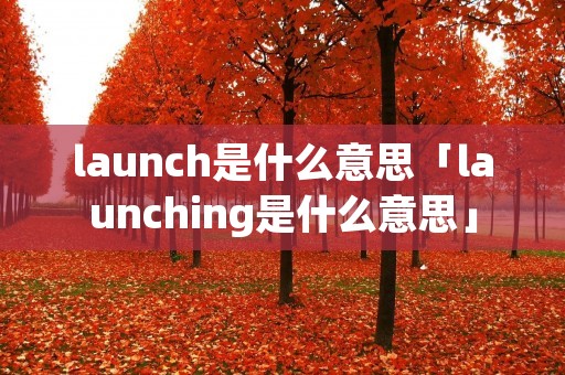 launch是什么意思「launching是什么意思」